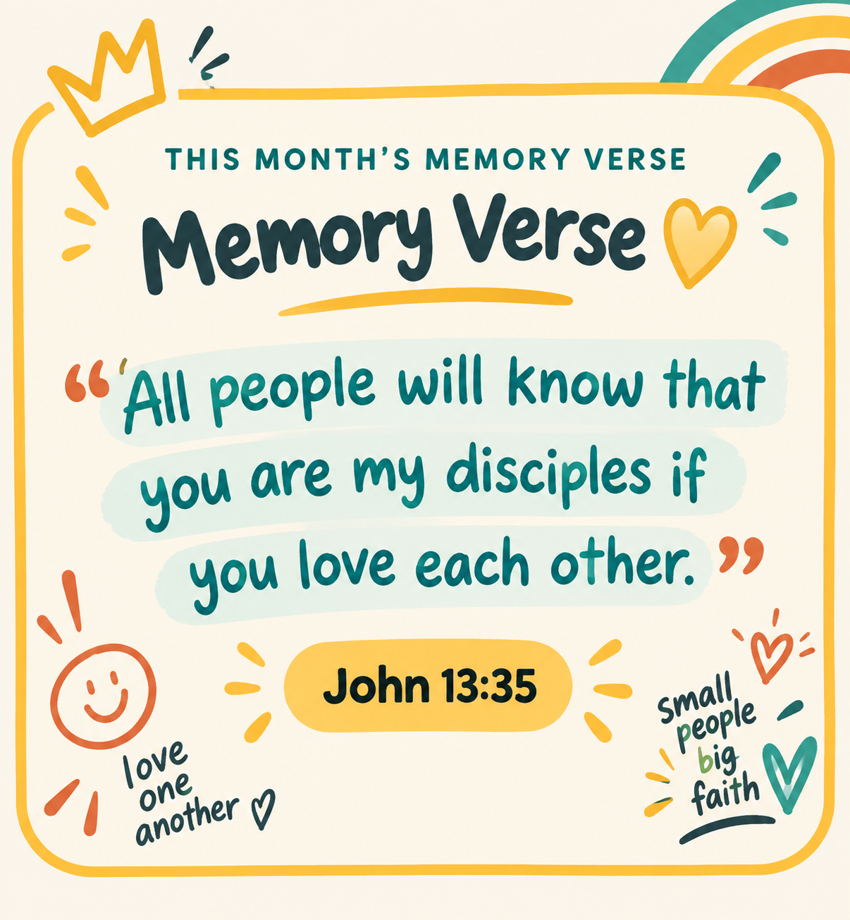This month's memory verse - John 13:35